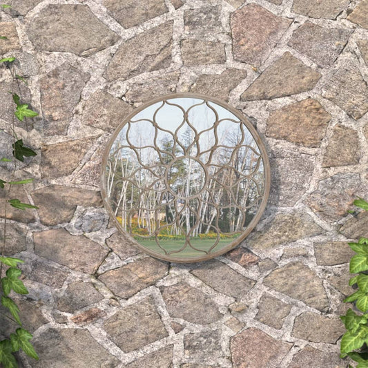 Garden Mirror Sand 60x3 cm Iron Round for Outdoor Use