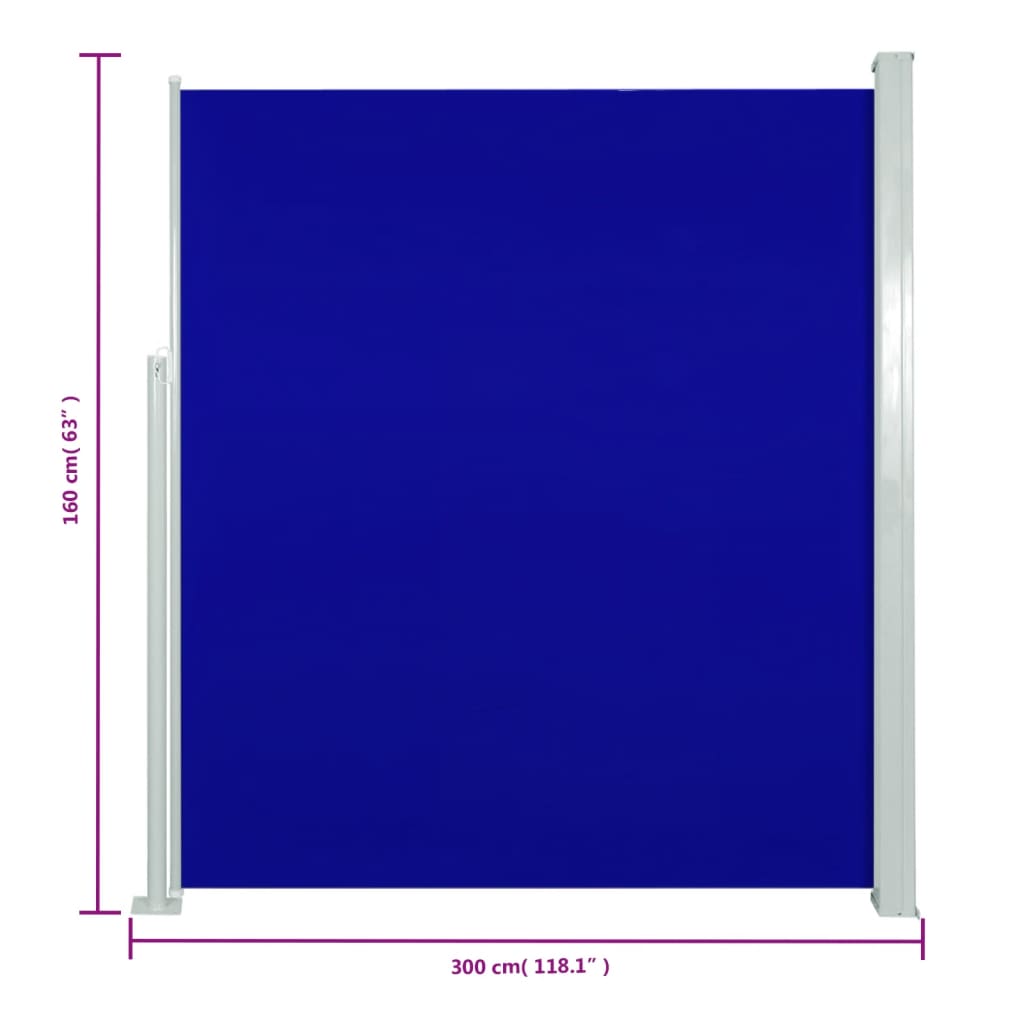 Patio Retractable Side Awning 160x300 cm Blue