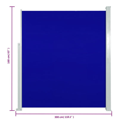 Patio Retractable Side Awning 160x300 cm Blue