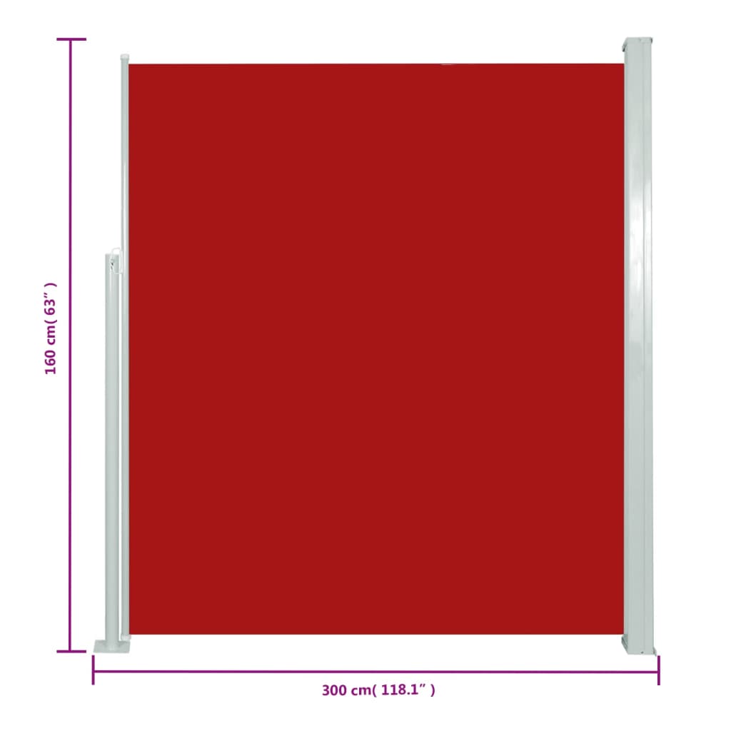 Patio Retractable Side Awning 160x300 cm Red