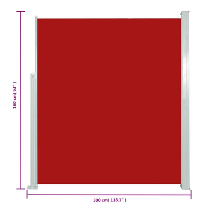 Patio Retractable Side Awning 160x300 cm Red