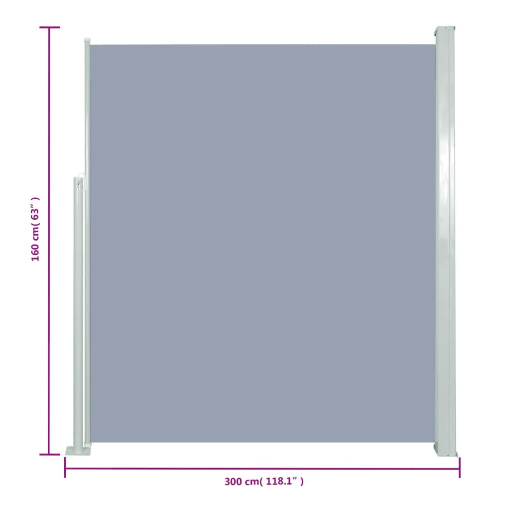 Patio Retractable Side Awning 160x300 cm Grey