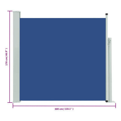 Patio Retractable Side Awning 170x300 cm Blue