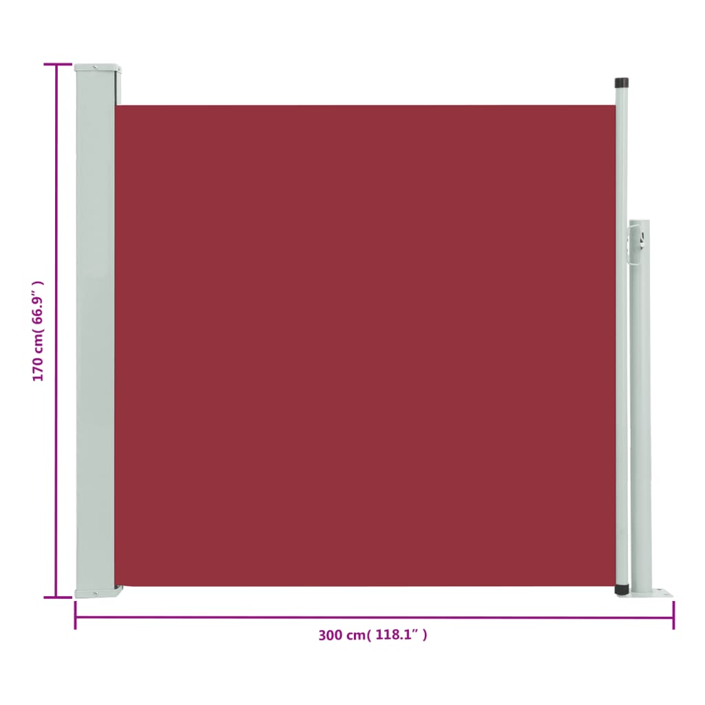 Patio Retractable Side Awning 170x300 cm Red