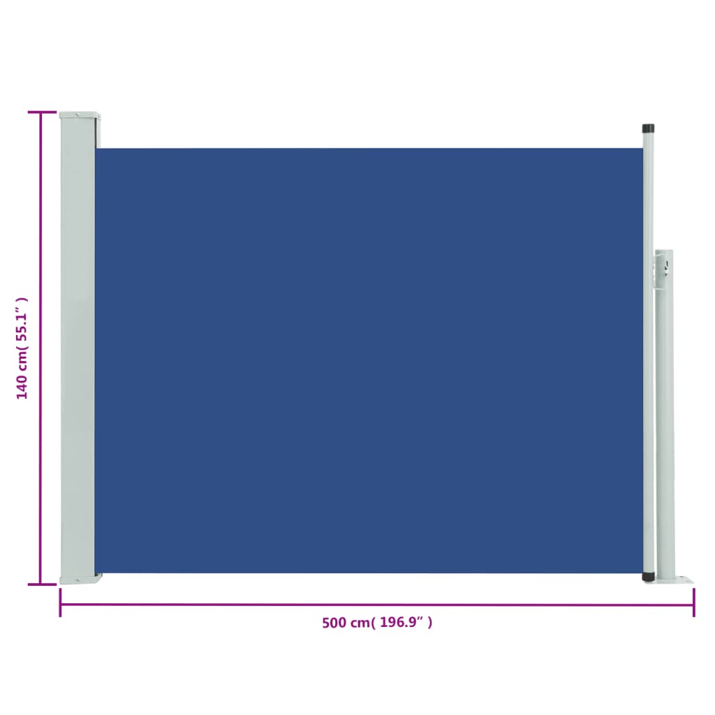 Patio Retractable Side Awning 140x500 cm Blue