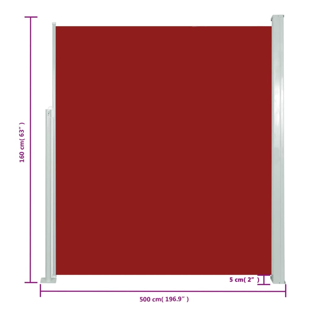 Patio Retractable Side Awning 160x500 cm Red