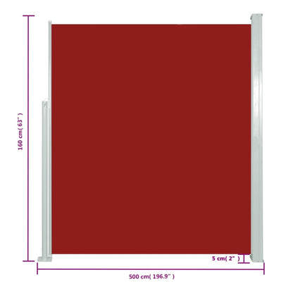 Patio Retractable Side Awning 160x500 cm Red