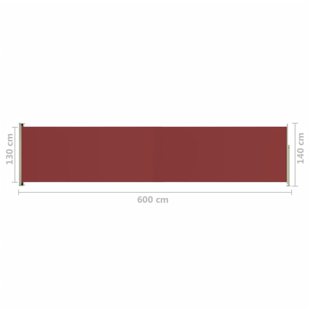 Patio Retractable Side Awning 140x600 cm Red