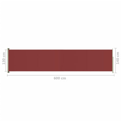 Patio Retractable Side Awning 140x600 cm Red