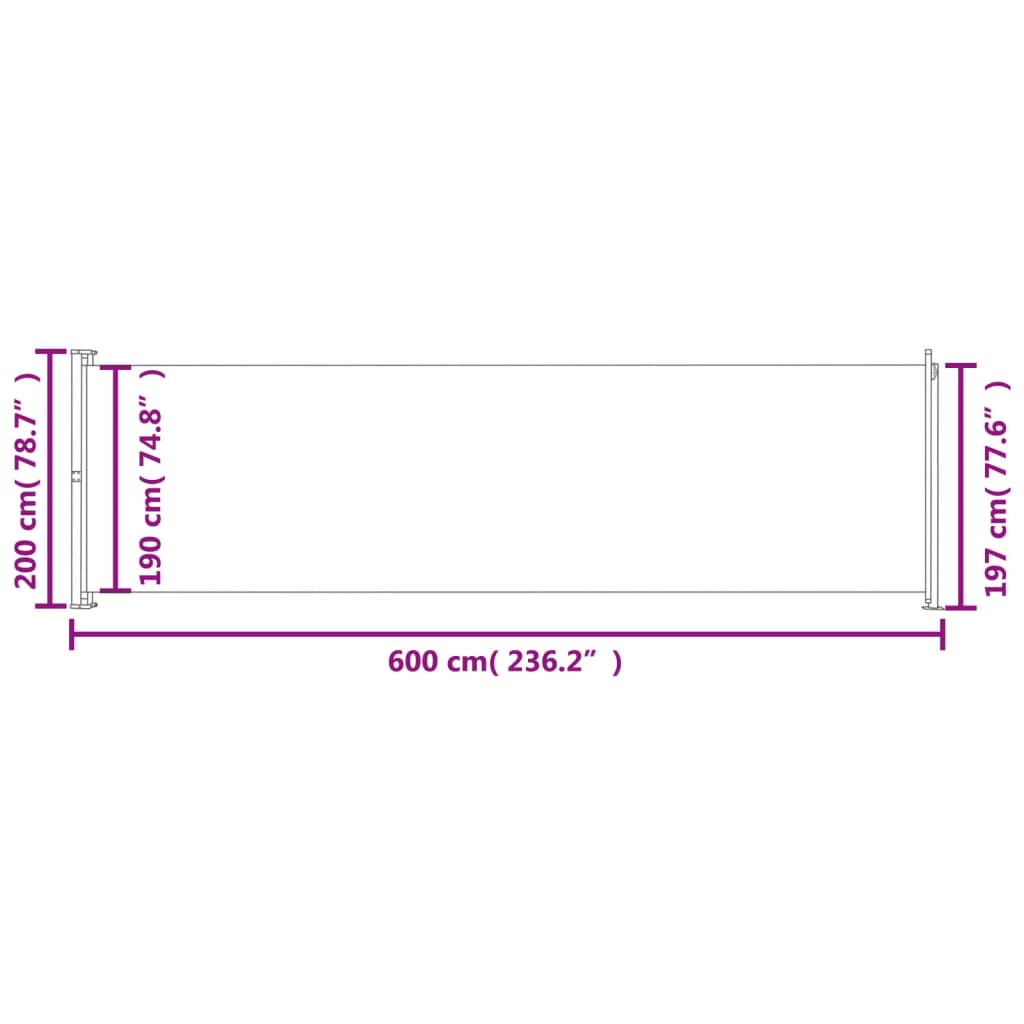 Patio Retractable Side Awning 200x600 cm Blue