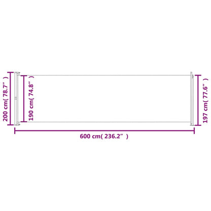 Patio Retractable Side Awning 200x600 cm Blue