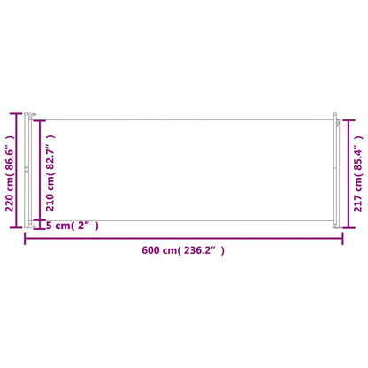 Patio Retractable Side Awning 220x600 cm Cream