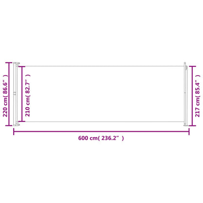 Patio Retractable Side Awning 220x600 cm Red