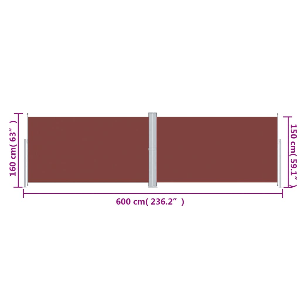 Retractable Side Awning Brown 160x600 cm