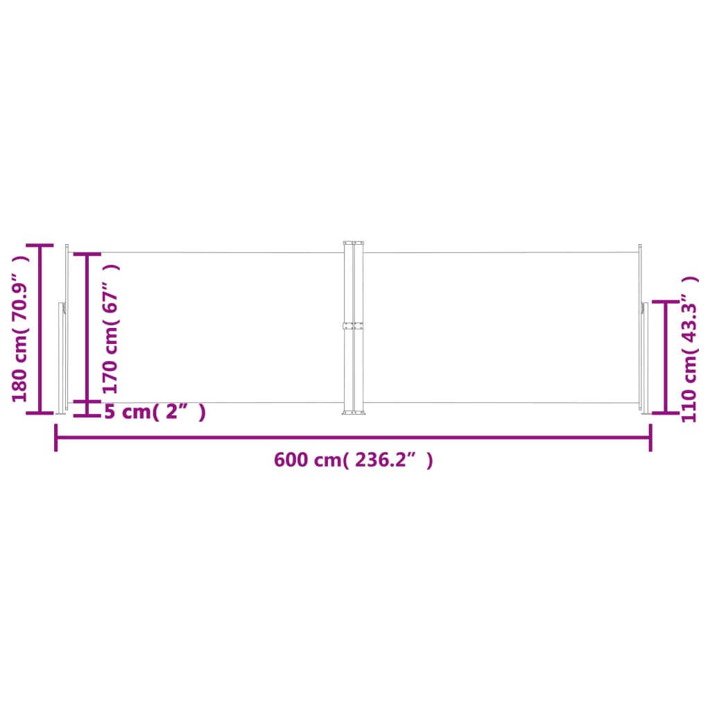 Retractable Side Awning Anthracite 180x600 cm