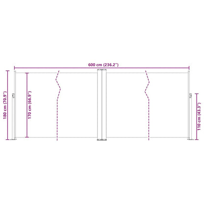 Retractable Side Awning Blue 180x600 cm