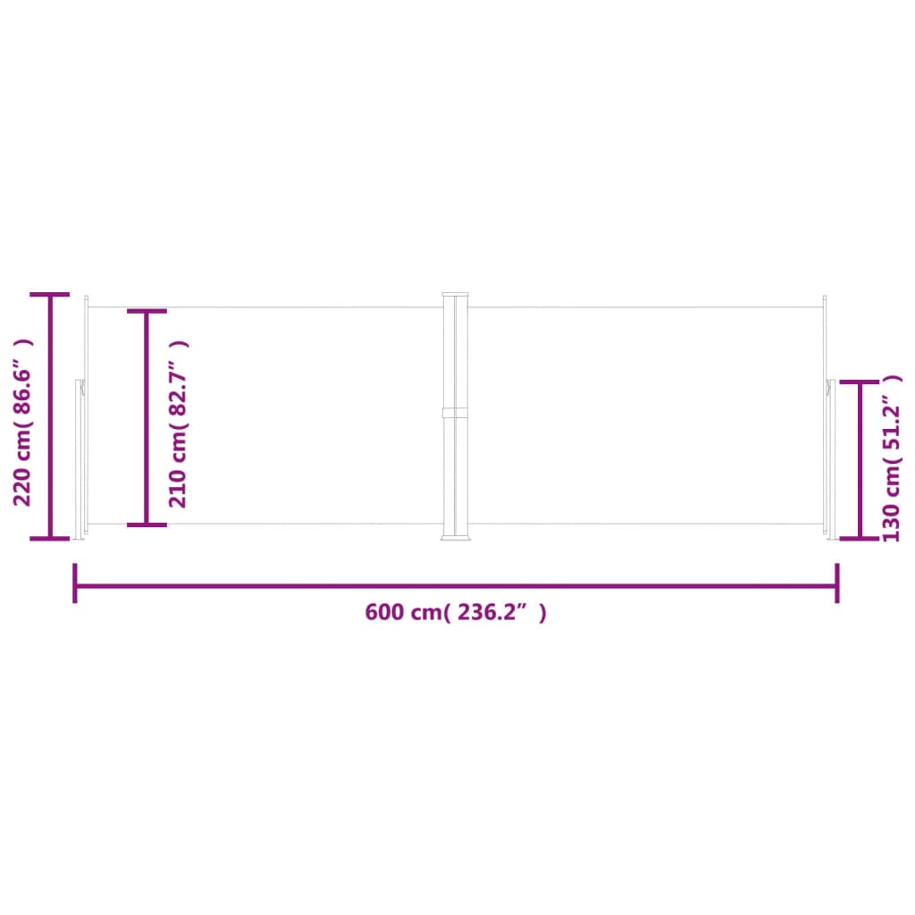 Retractable Side Awning Brown 220x600 cm