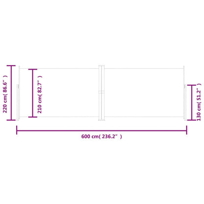 Retractable Side Awning Brown 220x600 cm