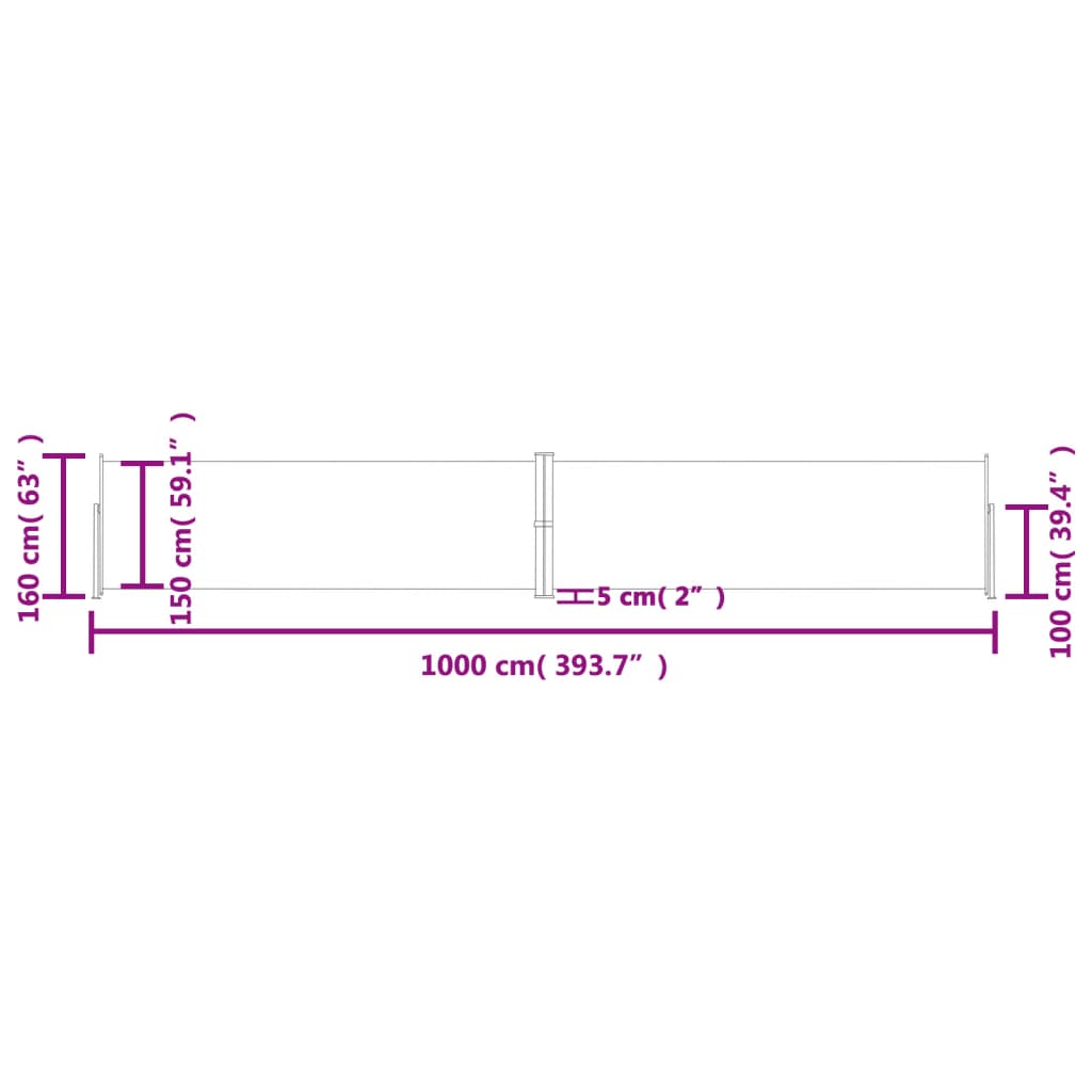 Retractable Side Awning Black 160x1000 cm