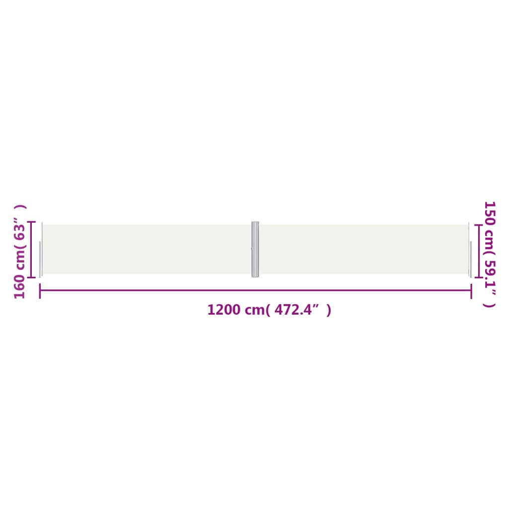 Retractable Side Awning Cream 160x1200 cm