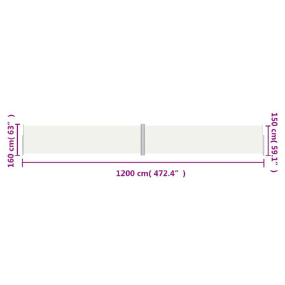 Retractable Side Awning Cream 160x1200 cm