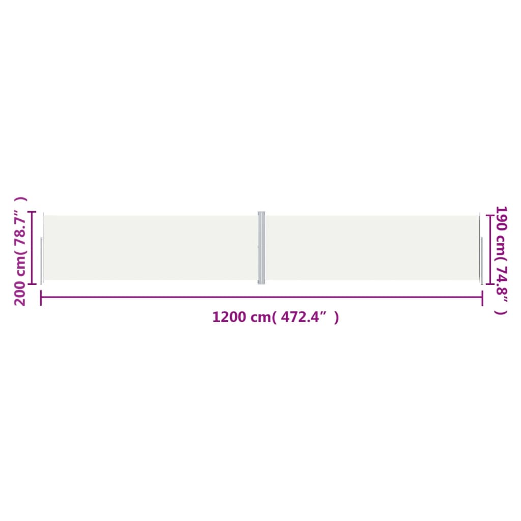 Retractable Side Awning Cream 200x1200 cm