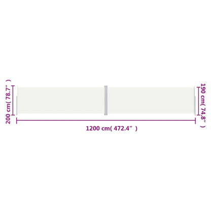 Retractable Side Awning Cream 200x1200 cm