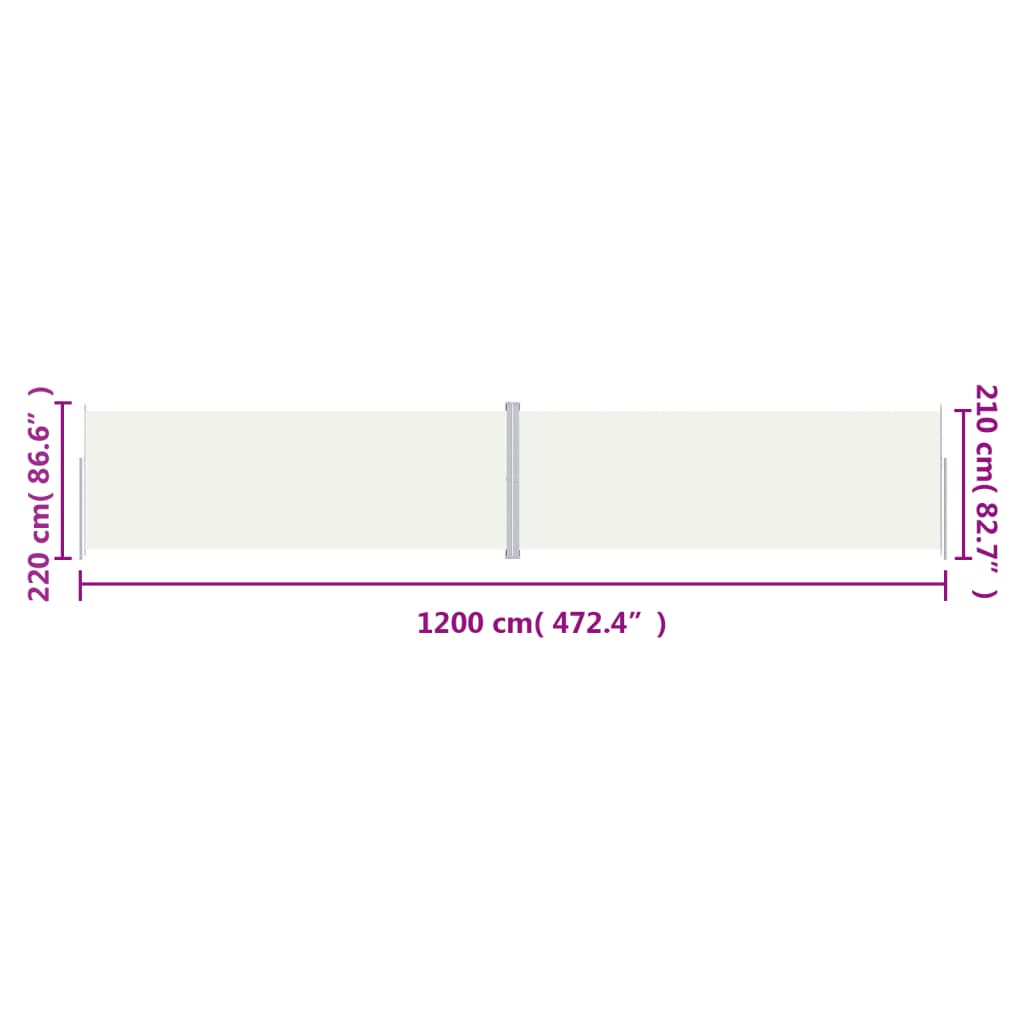 Retractable Side Awning Cream 220x1200 cm