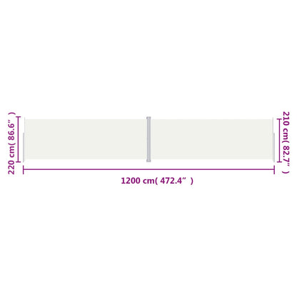 Retractable Side Awning Cream 220x1200 cm