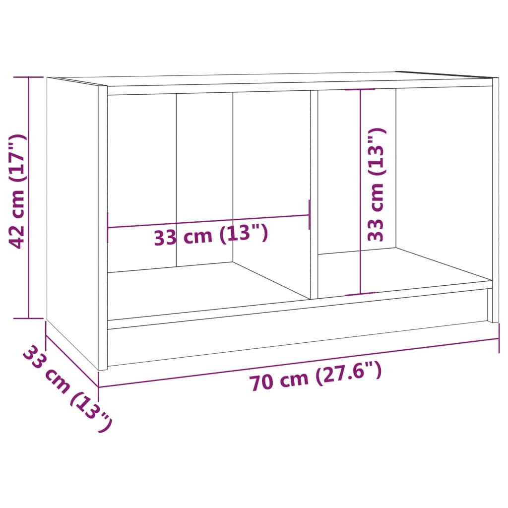 TV Cabinet Grey 70x33x42 cm Solid Pinewood