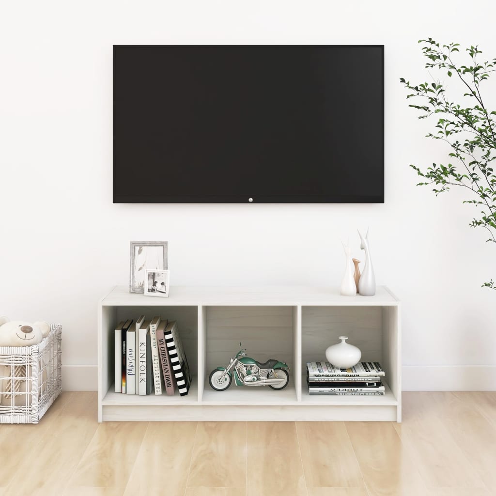 TV Cabinet White 104x33x41 cm Solid Pinewood