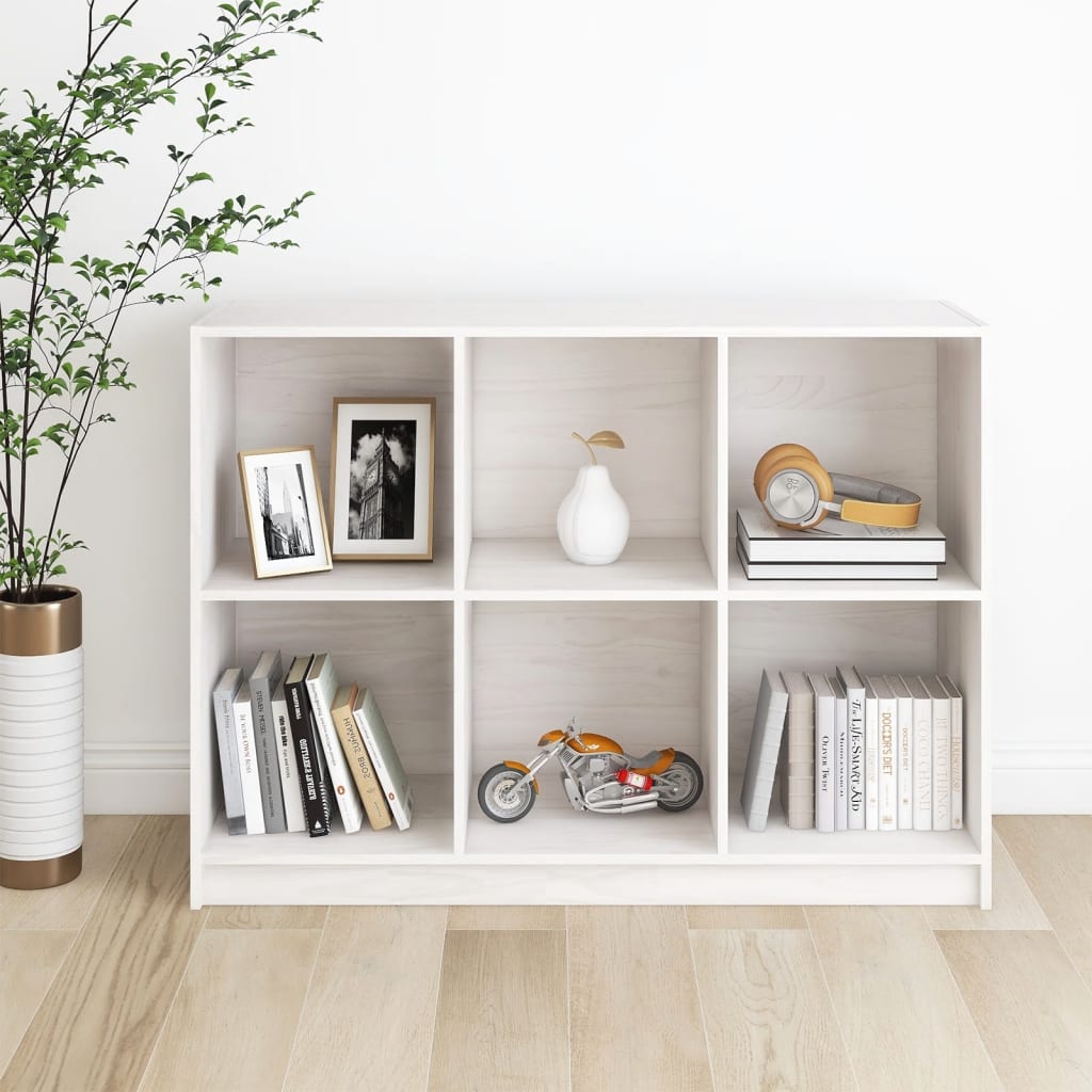 Book Cabinet White 104x33x76 cm Solid Pinewood