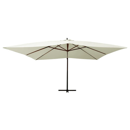 Cantilever Garden Parasol with Wooden Pole 400x300 cm Sand White