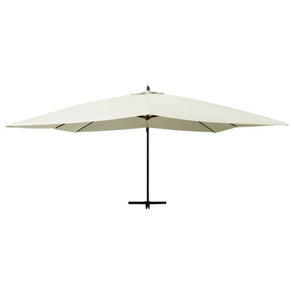 Cantilever Garden Parasol with Wooden Pole 400x300 cm Sand White