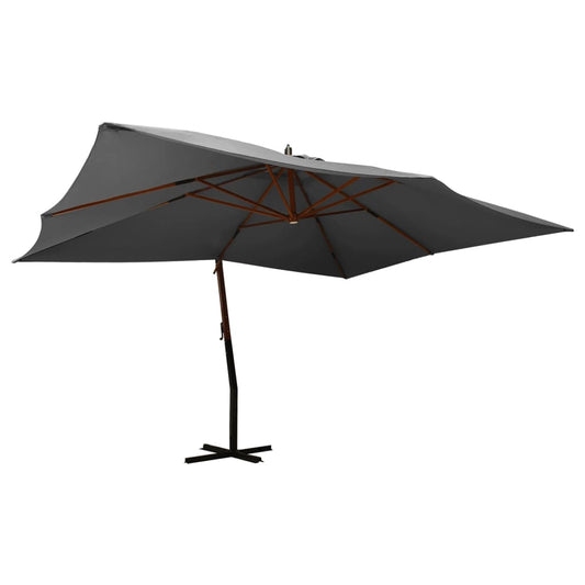 Cantilever Garden Parasol with Wooden Pole 400x300 cm Anthracite