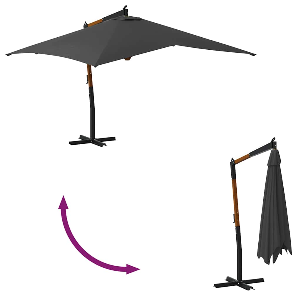 Cantilever Garden Parasol with Wooden Pole 400x300 cm Anthracite