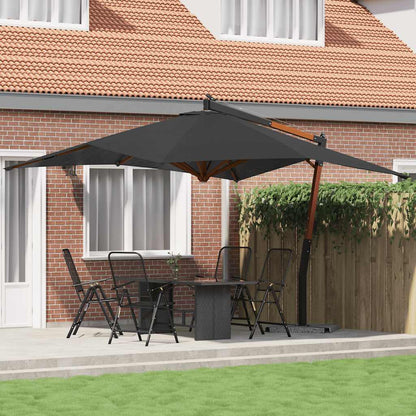 Cantilever Garden Parasol with Wooden Pole 400x300 cm Anthracite