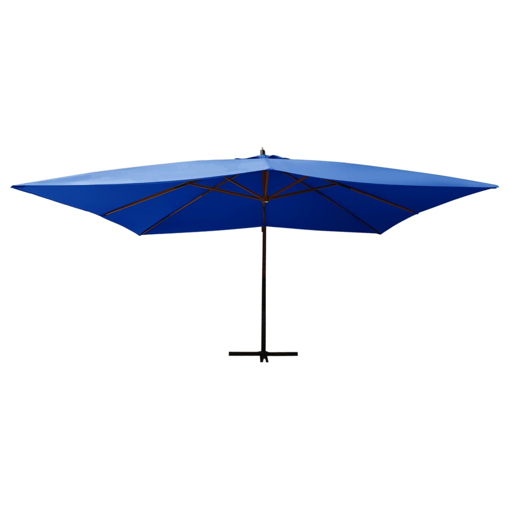 Cantilever Garden Parasol with Wooden Pole 400x300 cm Azure Blue