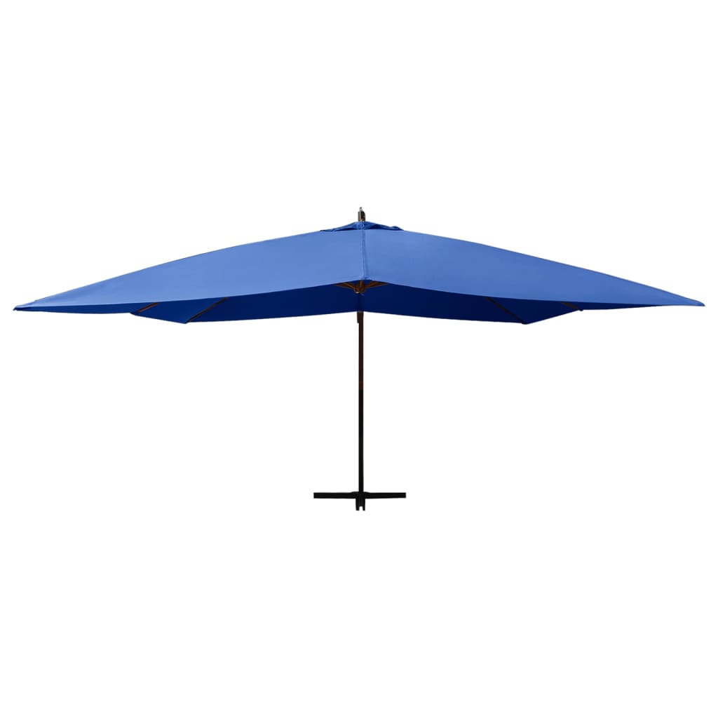 Cantilever Garden Parasol with Wooden Pole 400x300 cm Azure Blue