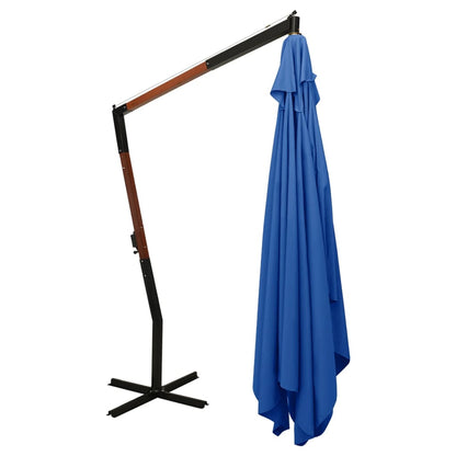 Cantilever Garden Parasol with Wooden Pole 400x300 cm Azure Blue