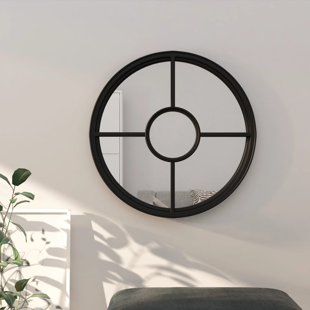 Mirror Black 40x4 cm Iron Round for Indoor Use