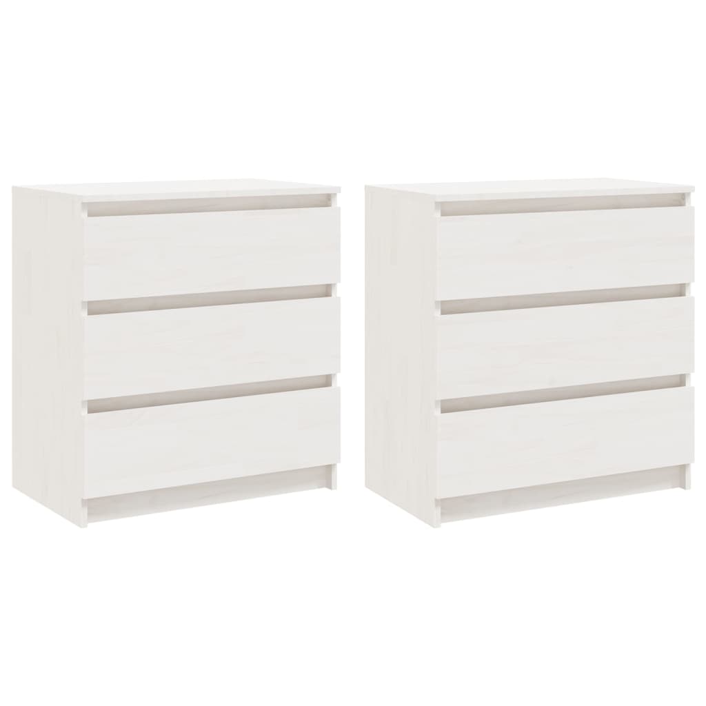 Bedside Cabinets 2 pcs White 60x36x64 cm Solid Pinewood