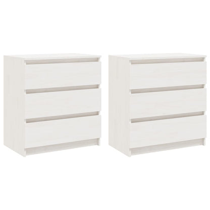 Bedside Cabinets 2 pcs White 60x36x64 cm Solid Pinewood