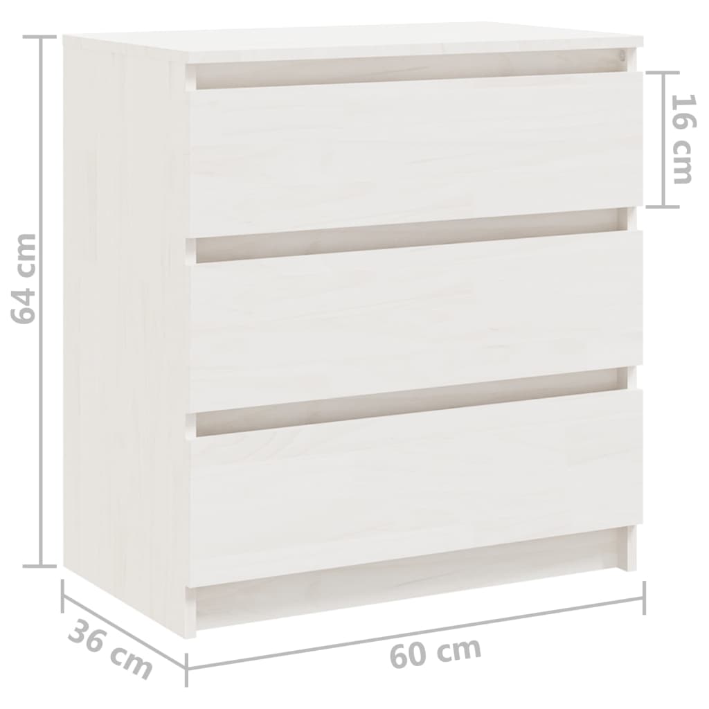 Bedside Cabinets 2 pcs White 60x36x64 cm Solid Pinewood