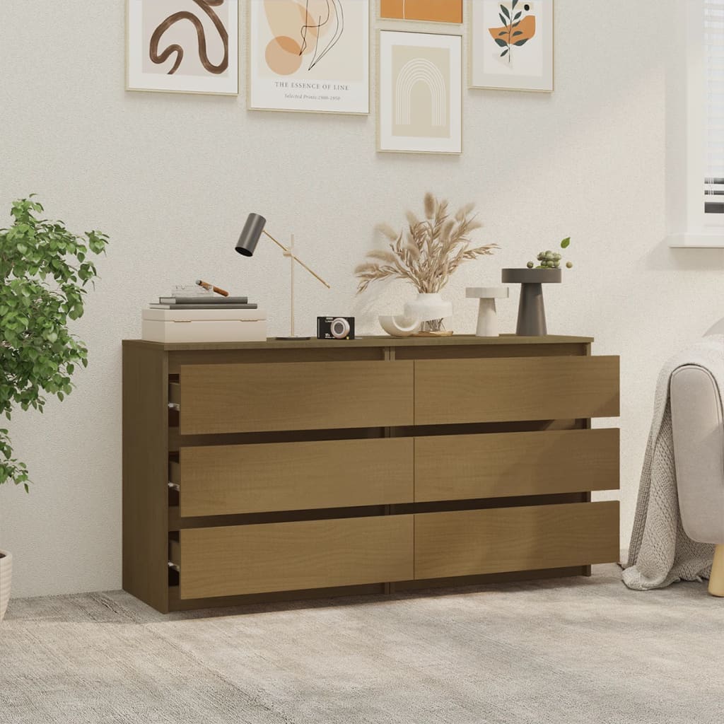 Bedside Cabinets 2 pcs Honey Brown 60x36x64 cm Solid Pinewood