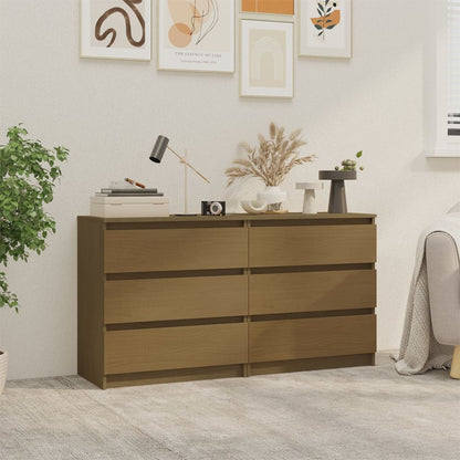 Bedside Cabinets 2 pcs Honey Brown 60x36x64 cm Solid Pinewood