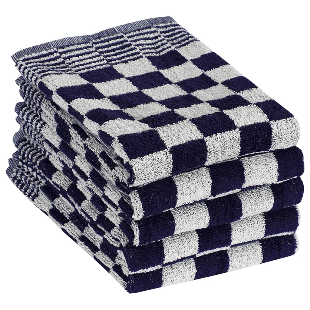 50 Piece Towel Set Blue and White Cotton