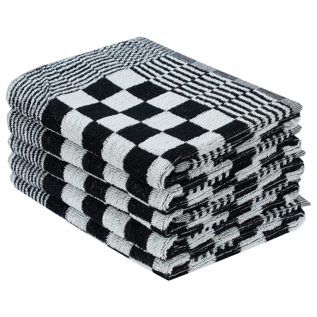 10 Piece Towel Set Black and White Cotton