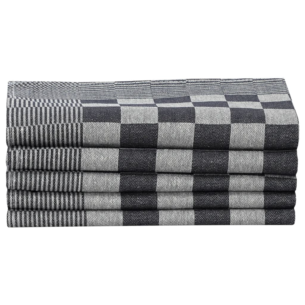 10 Piece Towel Set Black and White Cotton