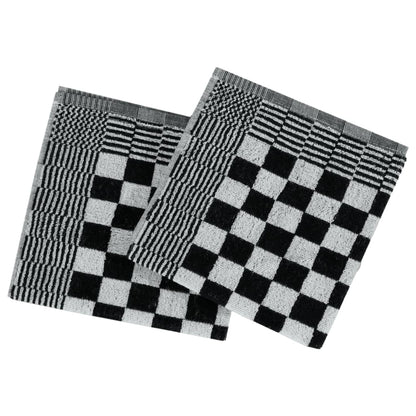 10 Piece Towel Set Black and White Cotton